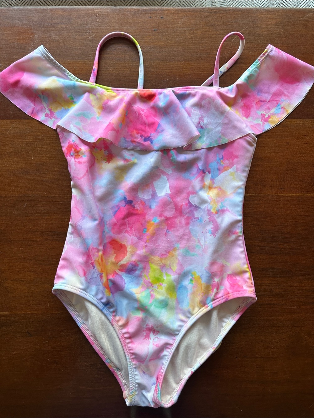 Cat & Jack Girls Watercolor Off-Shoulder One-Piece Swimsuit